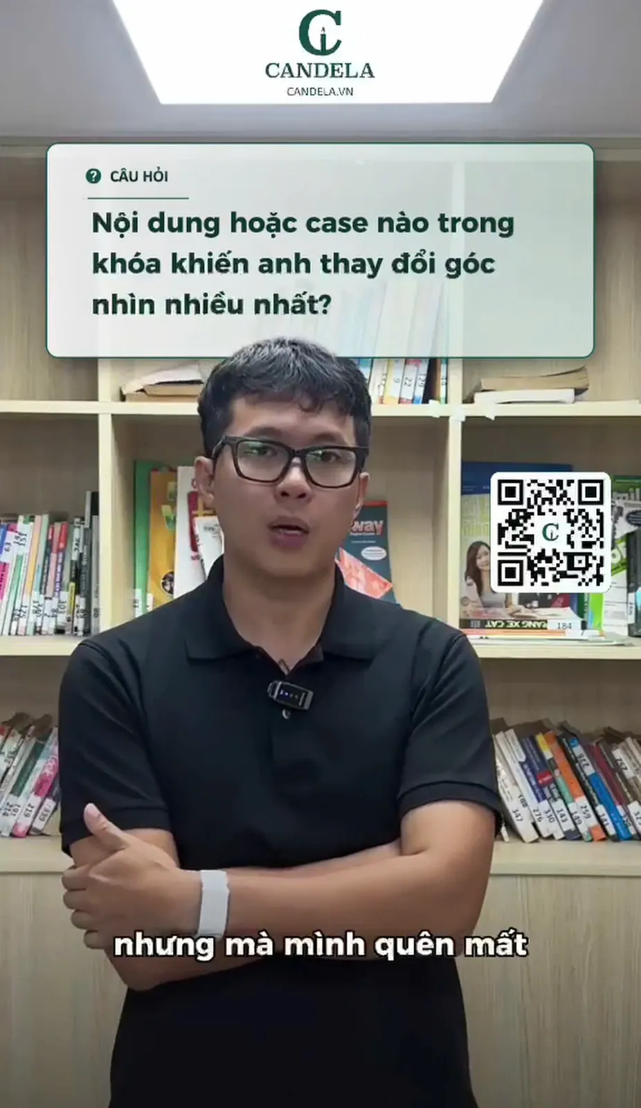 Video ngắn dạng phỏng vấn, có thẻ câu hỏi và mã QR